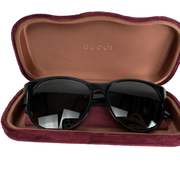 Gucci Round Oval Unisex GG0271S 55mm Sunglasses Women's Black‎ With Case NEW - Picture 12 of 14